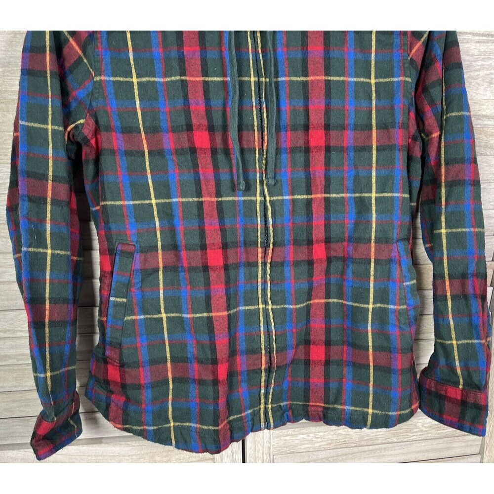 L.L. Bean Women's S Petite Relaxed Fit Plaid Full Zip Hoodie Flannel Shirt - Picture 3 of 7